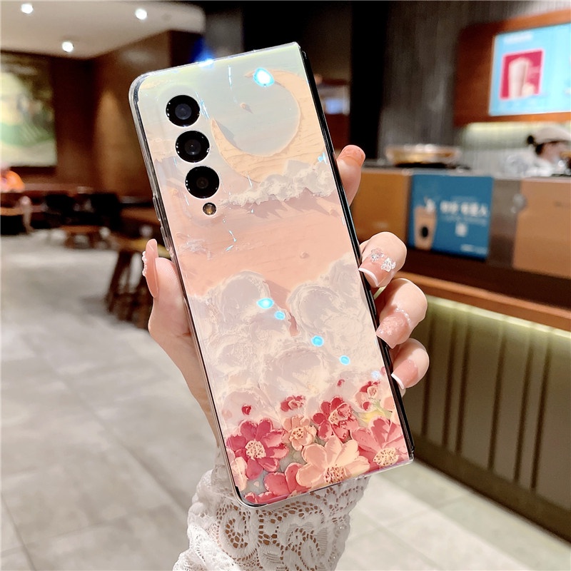 Ốp Điện Thoại Blu-ray In Họa Tiết Hoa Cho Samsung Galaxy Z Fold 3 4 5G