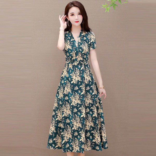 Đầm Hoa Tay Ngắn Thanh Lịch Cho Nữ 2021 | BigBuy360 - bigbuy360.vn