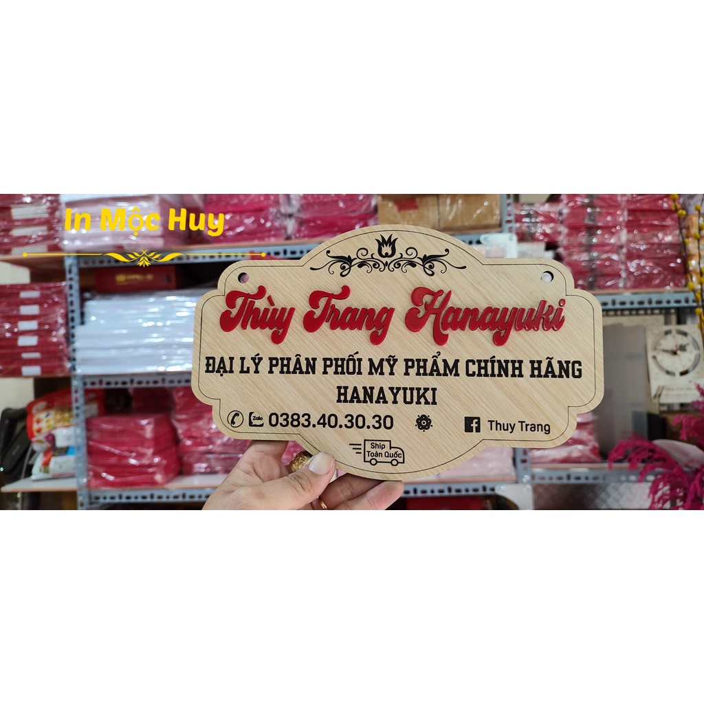 Bảng gỗ khắc tên shop, bảng gỗ chụp ảnh cho shop, bảng gỗ livestream bán hàng, bảng gỗ khắc thông tin