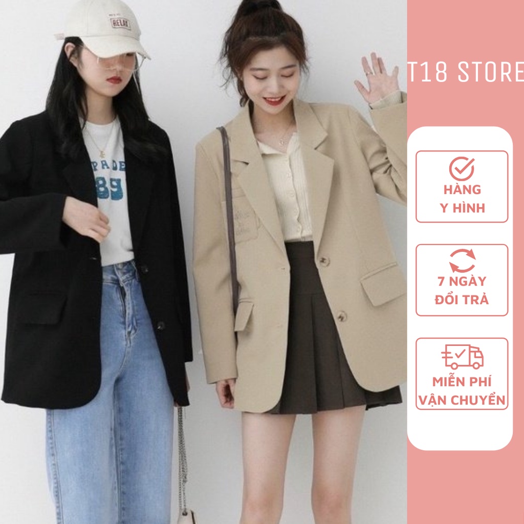 Áo blazer nữ kiểu 1 lớp vest khoác ngoài dài tay phong cách hàn quốc bigsize T18 STORE AB01