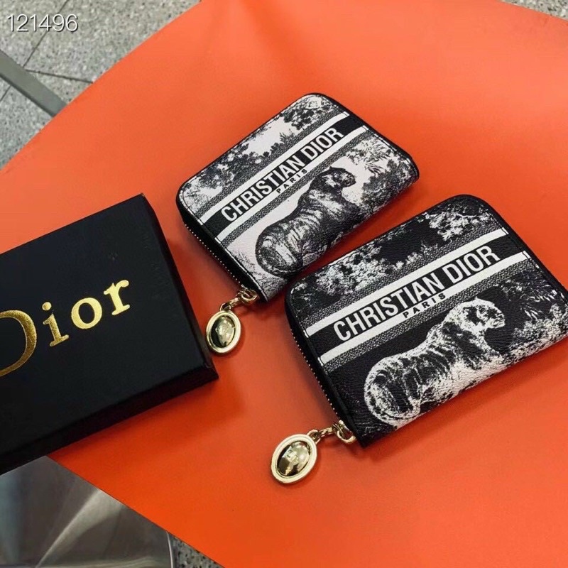 Freeship Ví ngắn dior hổ 1 khoá kéo - Hàng QCCC fullbox  Ví mini đựng tiền gập đôi, thẻ, card, giấy tờ tuỳ thân