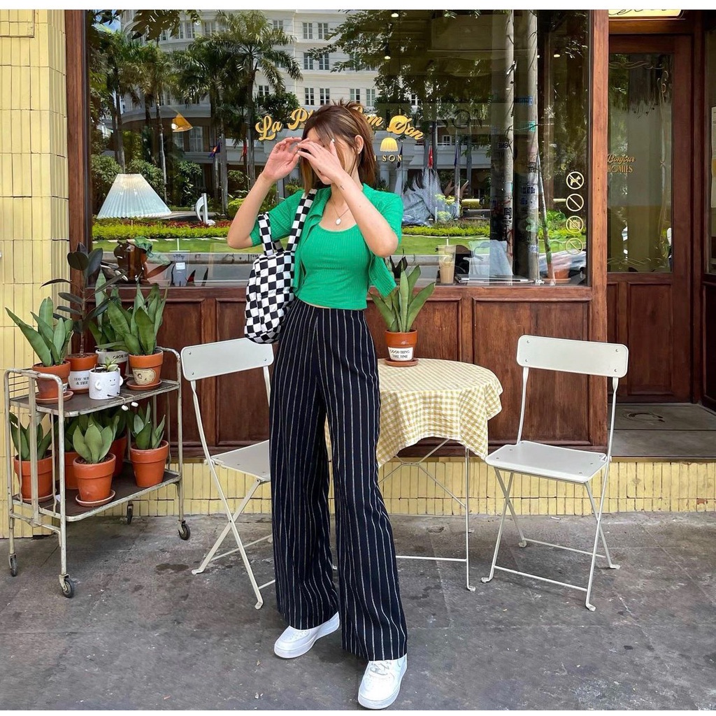 LOVI SHOP - Set áo croptop sơ mi+ áo hai dây basic thun tăm gân mềm LOVI