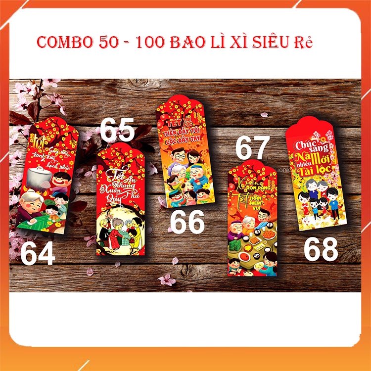 combo 50 - 100 bao lì xì tết 2022 rẻ đẹp dễ thương đa dạng mẫu mã (tặng kèm túi bóng kính)