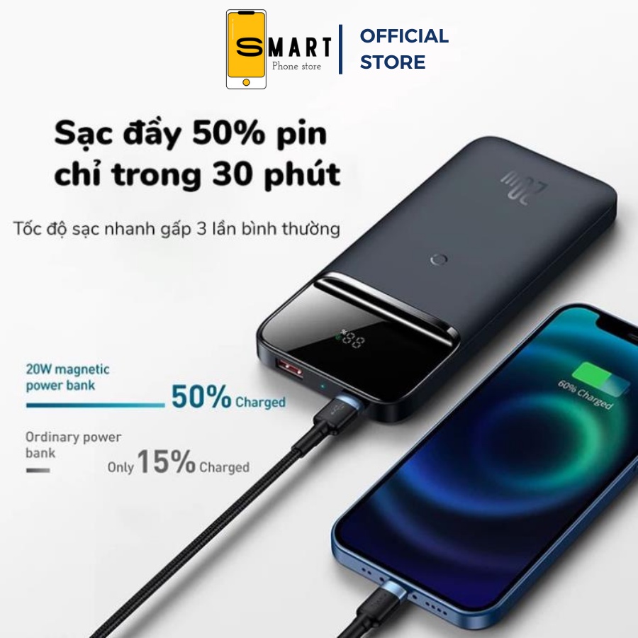 Pin sạc dự phòng không dây Baseus dung lượng 10000mAh sạc nhanh 20W Cho Iphone 12 - SPK Official