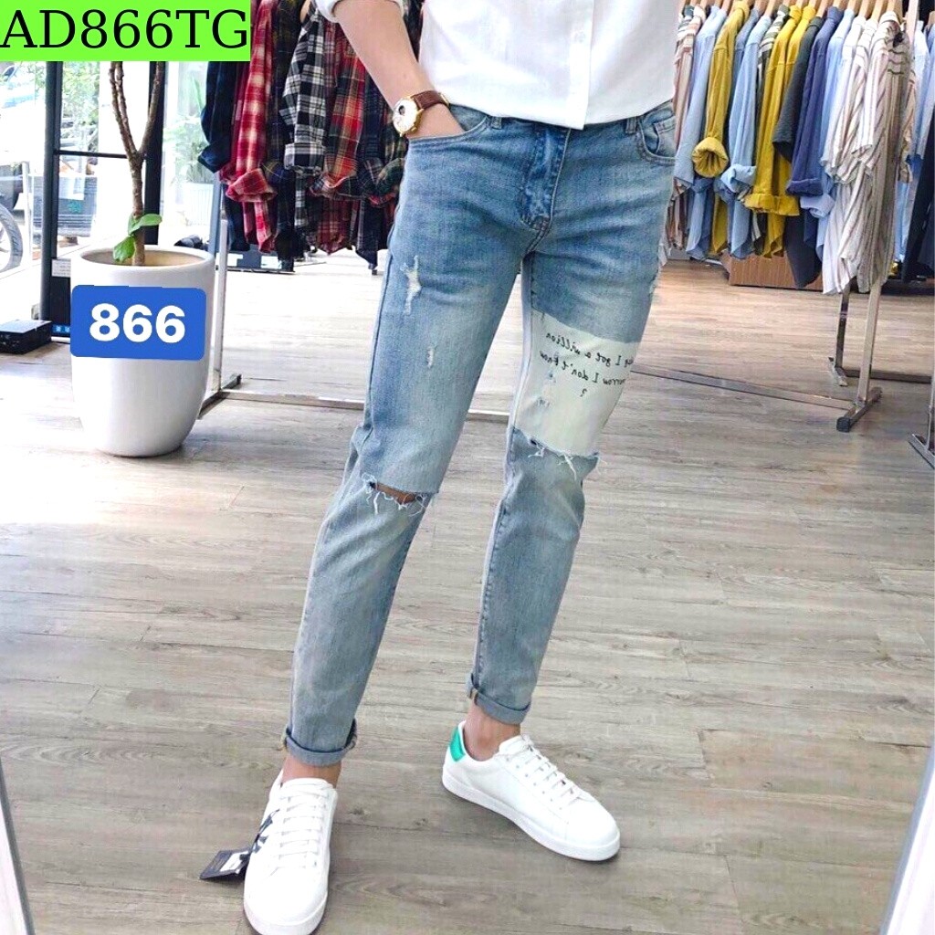 Quần Jean Nam TENJI STORE AD866TG Jean Nam Trẻ Trung Cá Tính Thời Trang TG6 Mẫu Mới Trẻ Trung Cá Tính (44 - 70KG)