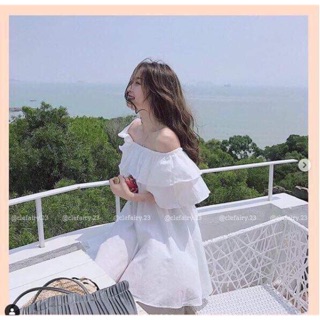 Váy trễ vai bèo chun eo D&N