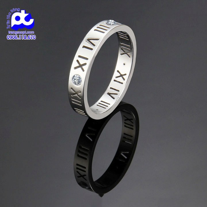 Nhẫn titan nữ số la mã cách điệu cao cấp thép không gỉ titanium
