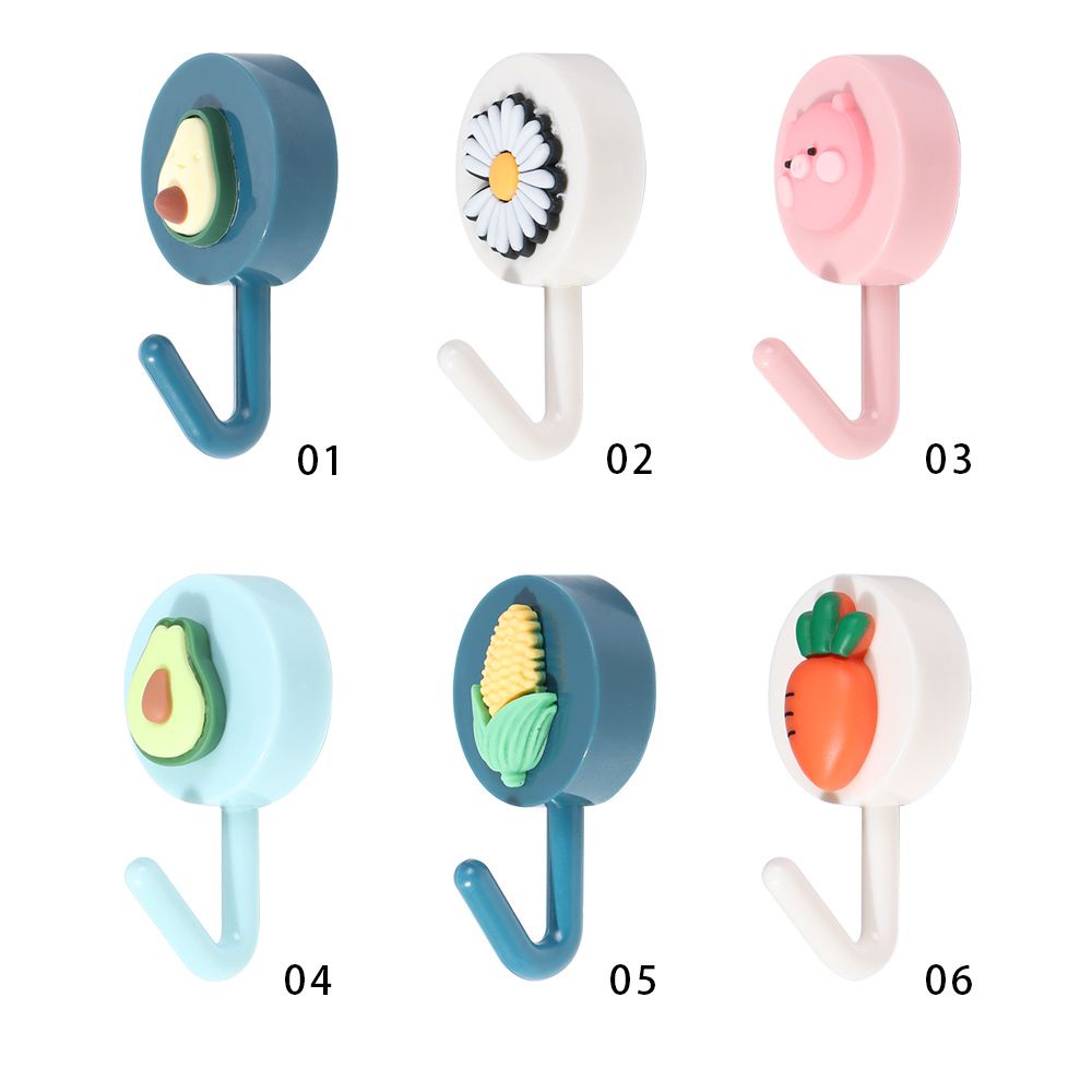 Móc treo đồ gắn tường bằng nhựa màu trơn không cần khoan lỗ