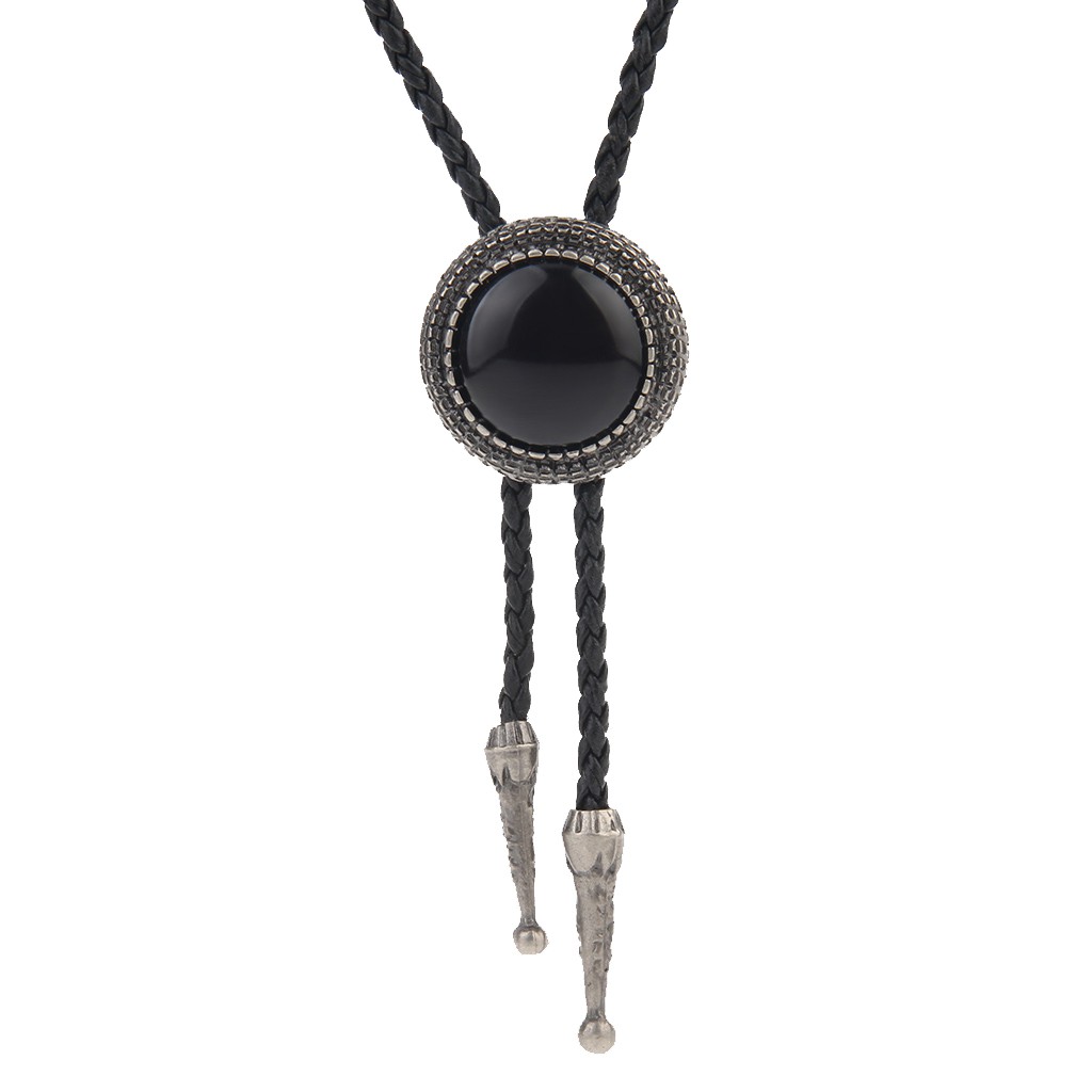 Cà vạt cao bồi Vintage bolo màu bạc