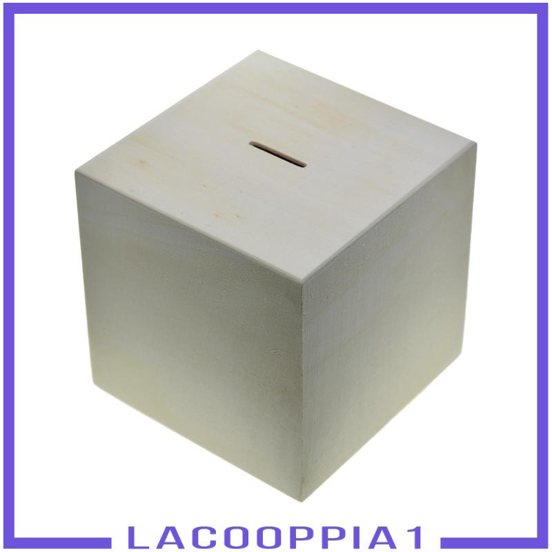 [Lacooppia1] Hộp Đựng Tiền Tiết Kiệm Hình Dạng Cuboid Bằng Gỗ DIY Cho Trẻ Em