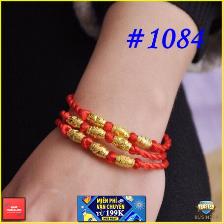 VÒNG TAY THỜI TRANG CHỈ ĐỎ MIX 3 ĐỐT XI VÀNG SH1084