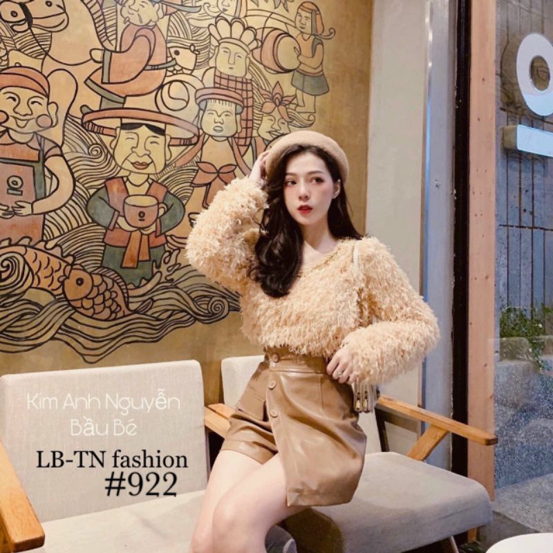 Quần váy da vạt lệch hàng QC