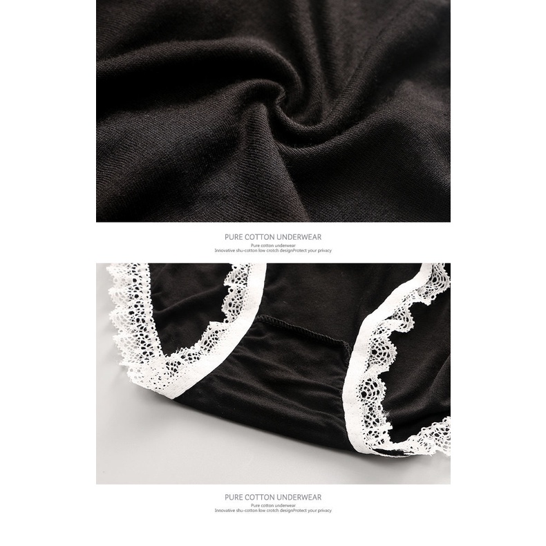 Bộ 2 Quần Lót Cotton Phối Ren Đính Nơ Dễ Thương Cho Cặp Đôi