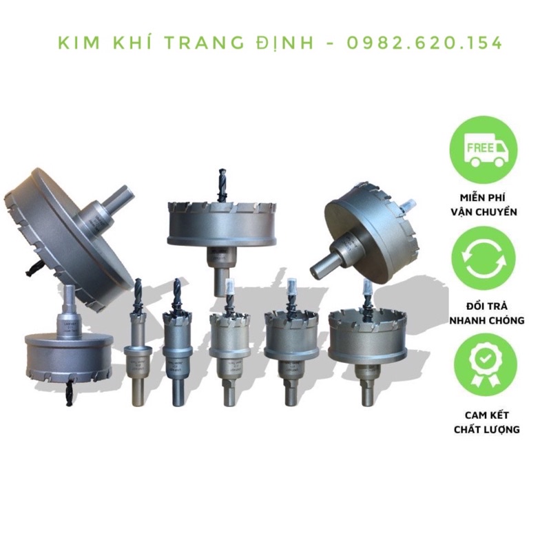 Mũi khoét sắt khoan lỗ tròn inox gỗ sắt cao cấp đầu hợp kim 15mm - 55mm