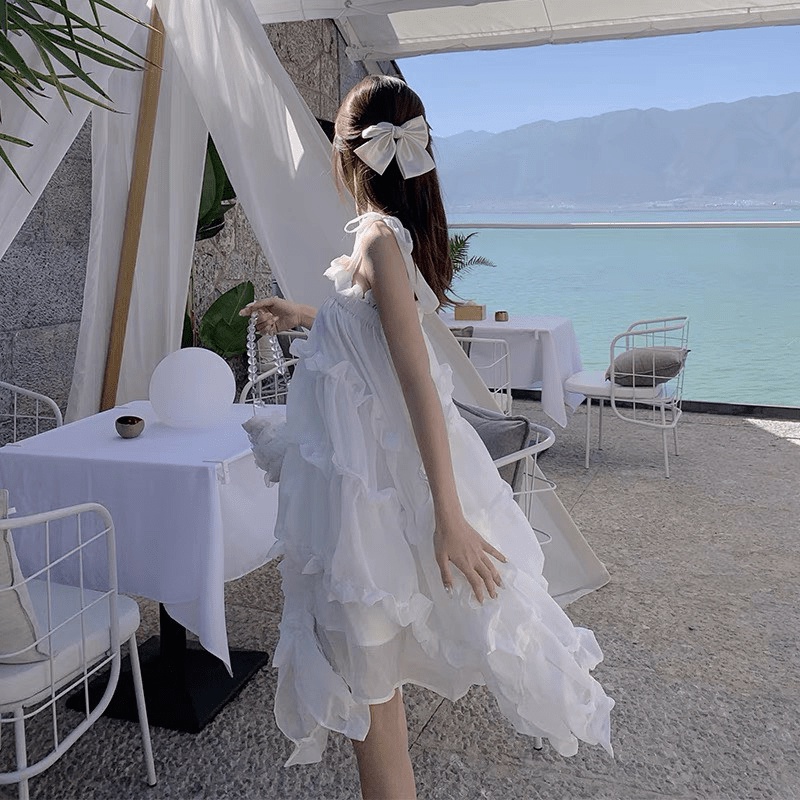 ĐẦM VOAN NỐI TẦNG XINH TỰA CÔNG CHÚA ĐI BIỂN SIÊU HOT PU