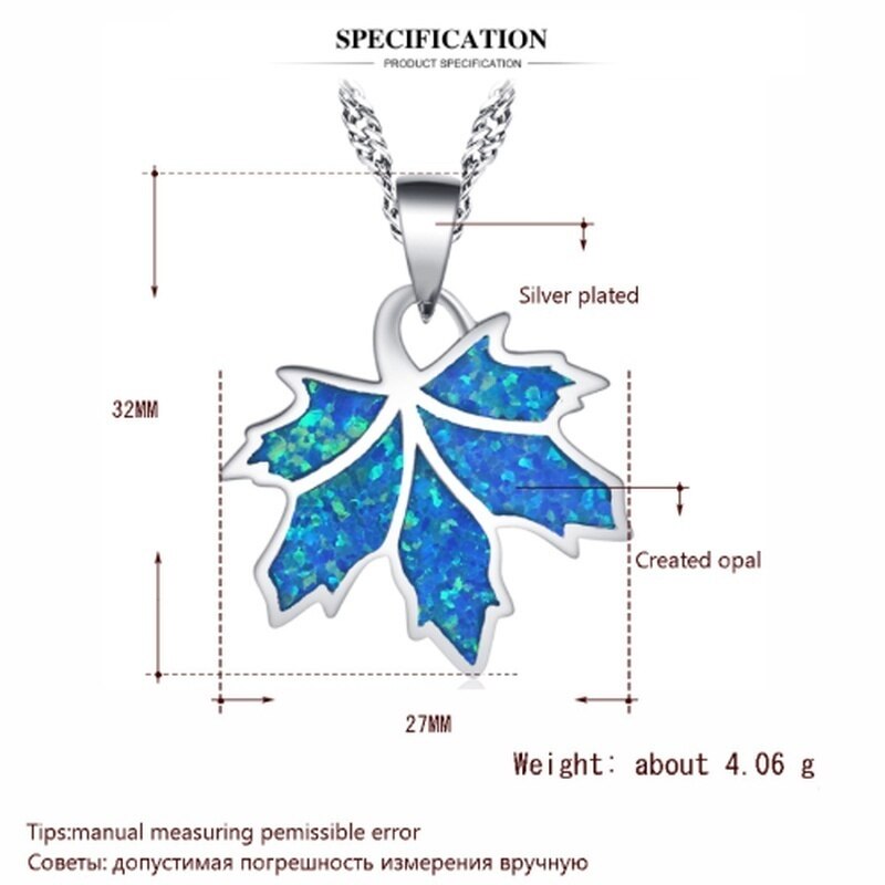 Dây Chuyền Mặt Hình Lá Đính Đá Opal Thời Trang