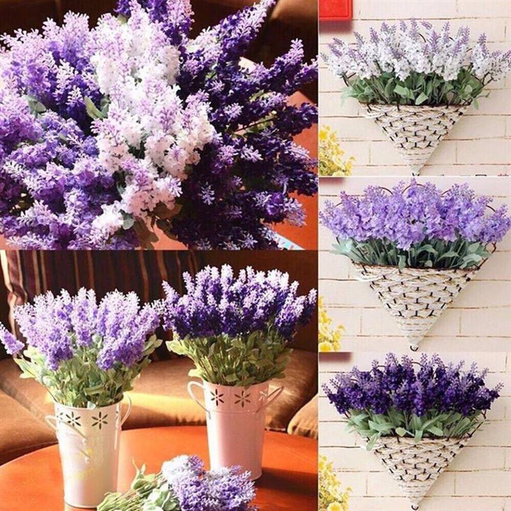 Cành 10 bông hoa lavender giả trang trí, làm đạo cụ chụp ảnh siêu đẹp