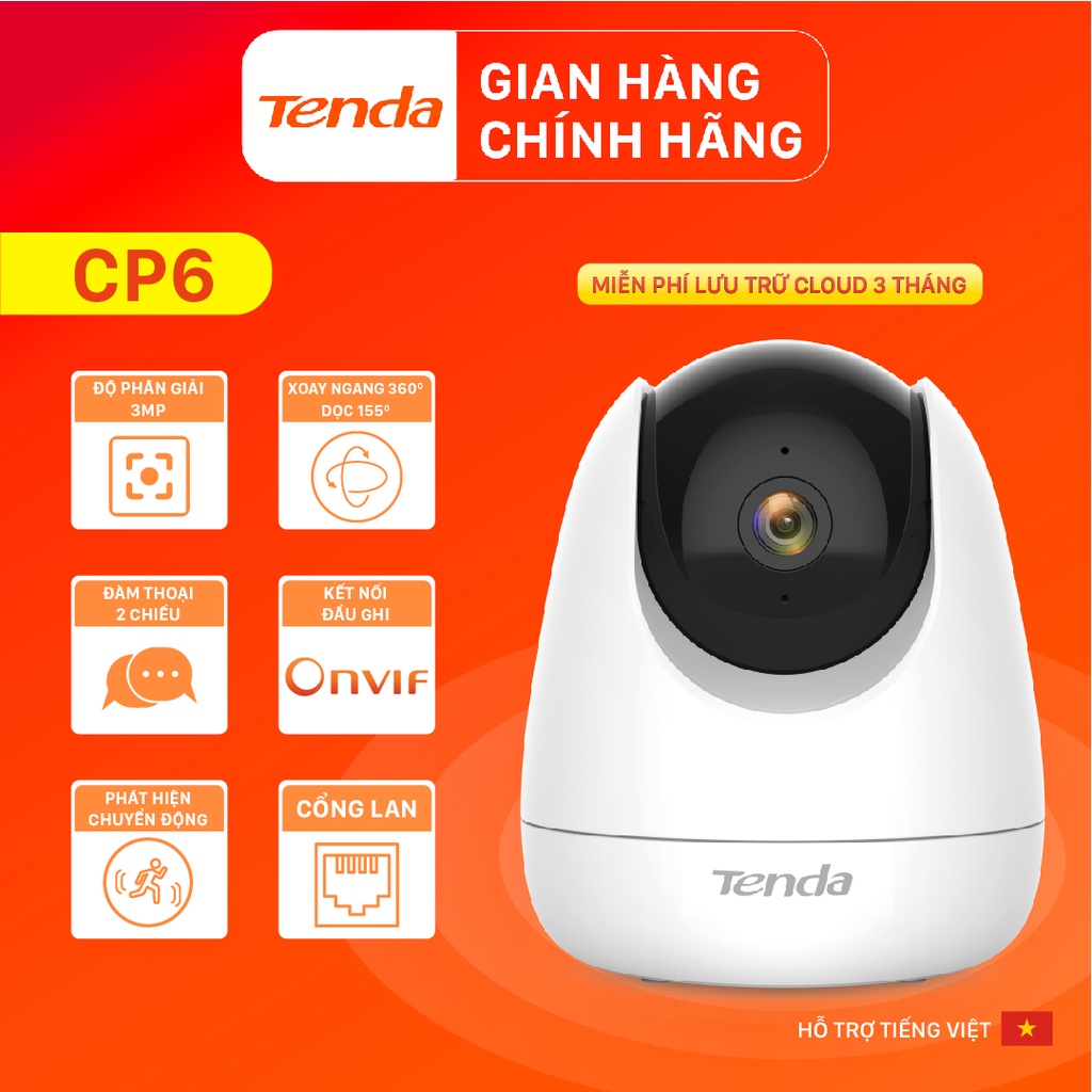 Camera IP Wifi Tenda CP3/CP6/CP7 Độ phân giải 1080P/2K/4MP xoay 360° - Hãng phân phối chính thức