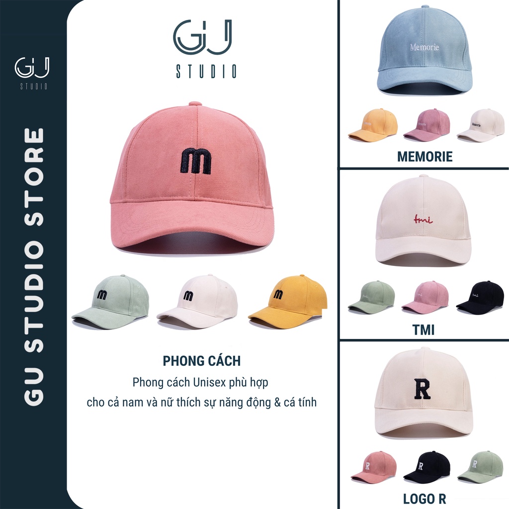 Mũ lưỡi trai ❤️ Nón nam nữ thêu chữ vải nỉ cotton cao cấp thời trang ulzzang form unisex phong cách Hàn Quốc GU Studio
