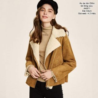 Áo da lộn lót lông cừu