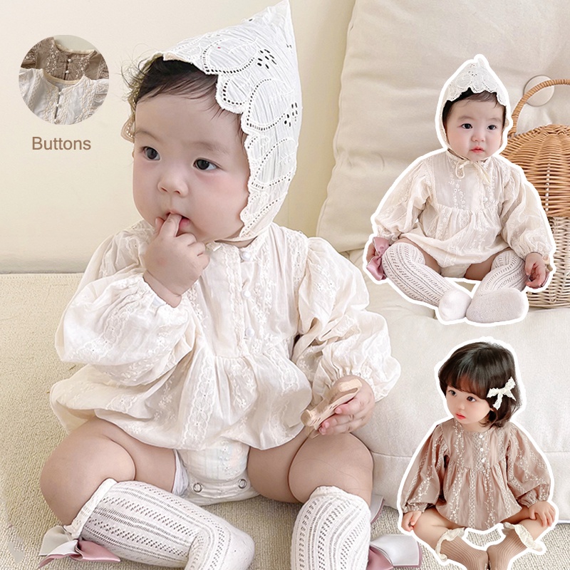 Áo liền quần thêu họa tiết viền ren đính ngọc trai nhân tạo xinh xắn cho bé gái