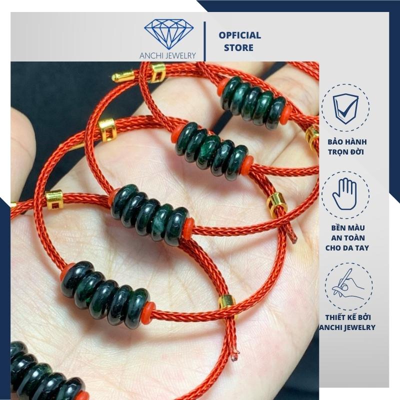 Vòng tay đồng điếu ngọc sơn thủy mệnh mộc / hỏa. Anchi jewelry