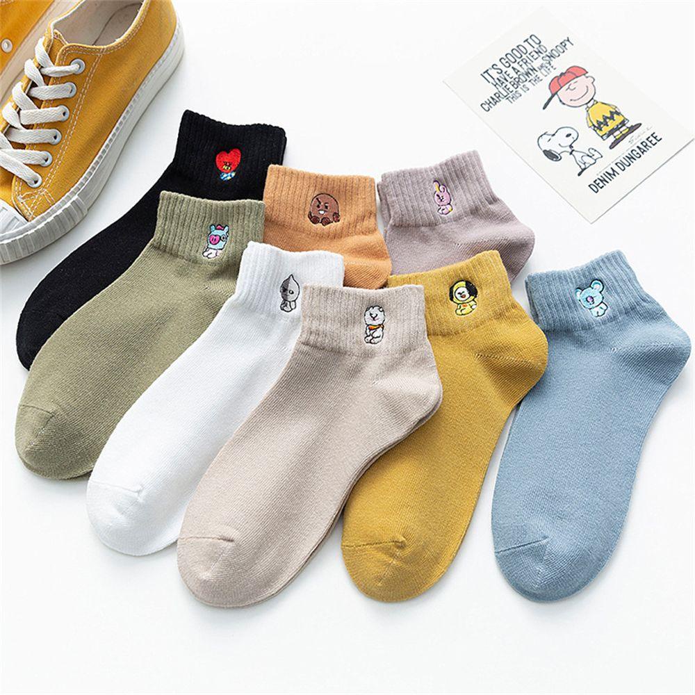 XIANTIN Vớ Cotton Mềm Cổ Ngắn In Họa Tiết Hoạt Hình Thời Trang Xuân Thu Cho Nữ