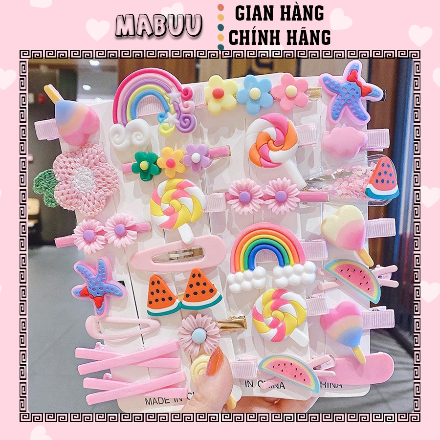 Set 14 Kẹp Mái Nhiều Hình Kute Cho bé 4016