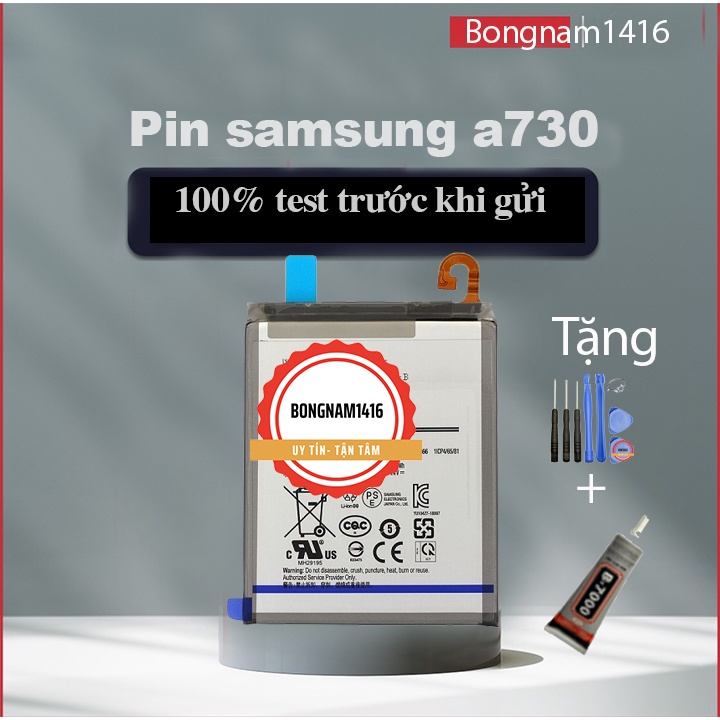 Pin thay thế cho  samsung a730 tặng kèm bộ sửa và keo dán bongnamstore.