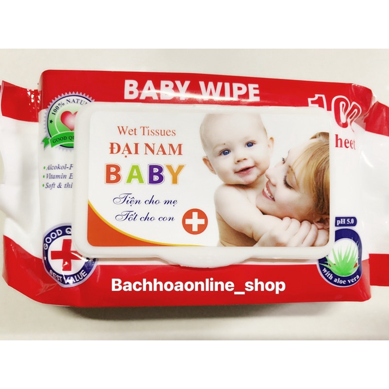 Khăn Giấy Ướt BABY WIPE ( Đại Nam ) Hộp 100 Tờ Sản Phẩm Chính Hãng Tiện Cho Mẹ Tốt Cho Bé