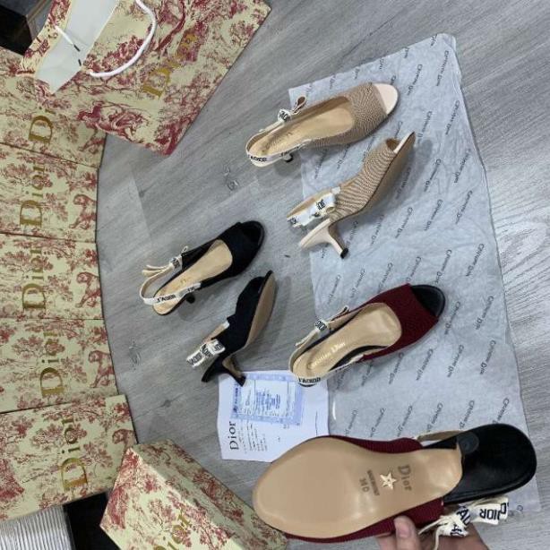 (ẢNH THẬT) Sandal 6p Da Gân Hở Mũi Gót Cong Fullbox Bill Túi Hãng Cao Cấp