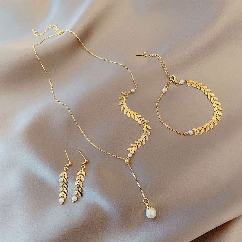 Set Trang Sức Ba Món Thời Trang Hàn Quốc Đơn Giản Cho Cô Dâu