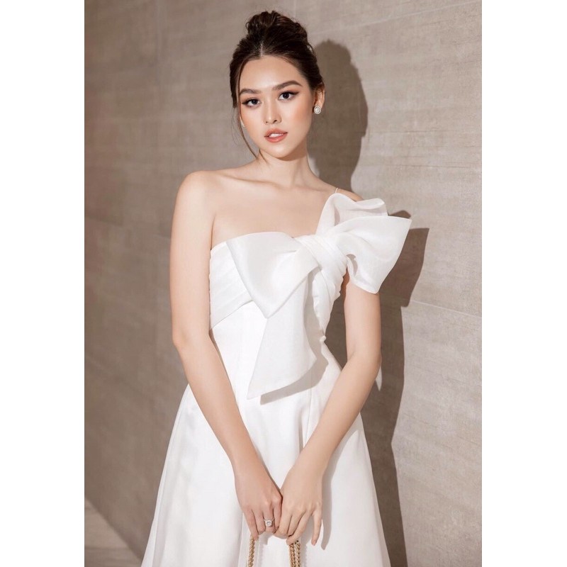 Đầm dự tiệc | Váy dự tiệc | Váy trắng xoè nơ ngực Taffta lụa | Váy sang trọng (Có đệm ngực) MN147 - Đầm Váy Mina | BigBuy360 - bigbuy360.vn