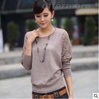 Áo Khoác Len Cánh Dơi Phối Ren Thanh Lịch Cho Nữ áo len cổ lọ len nữ áo len kẻ áo hooide áo lông cá hầm áo len cổ tim