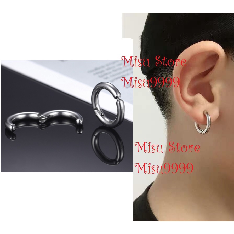 Khuyên titan tròn classic kẹp tai nam nữ