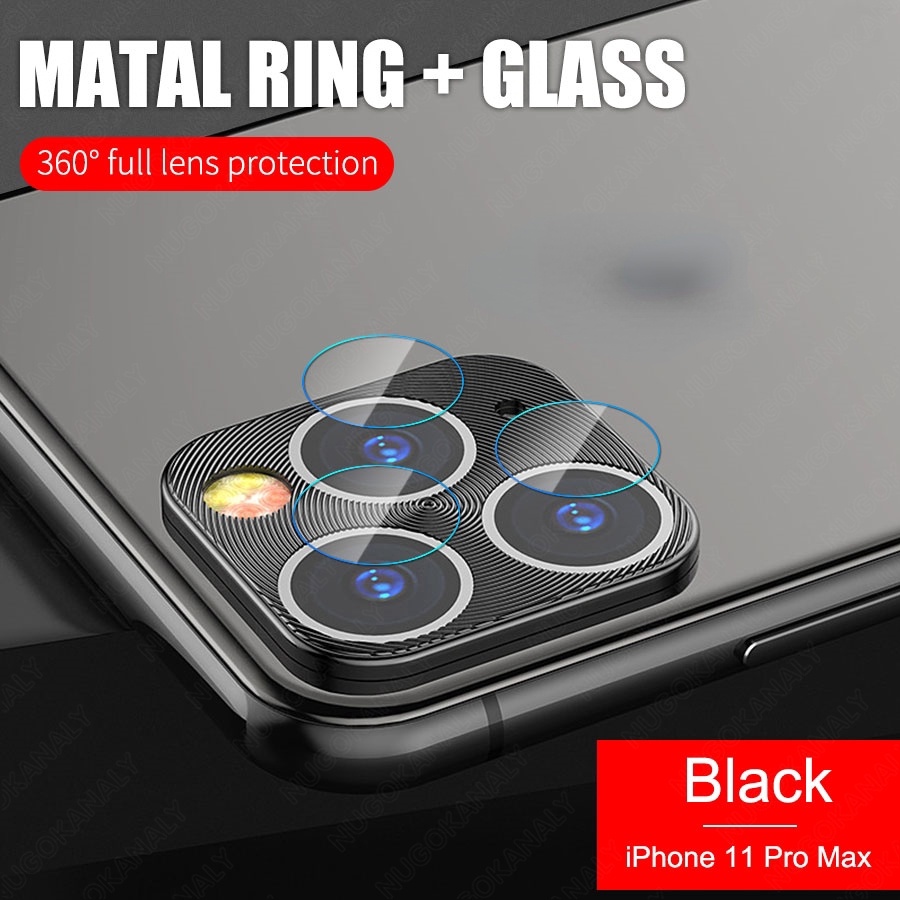 2 in 1 Protector Camera Glass For iPhone 11 Pro Max Metal Ring Protector Case