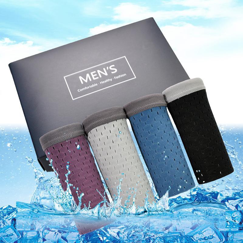 [Hộp 4 quần] Quần lót nam boxer sịp đùi nam dạng lưới thông hơi cao cấp