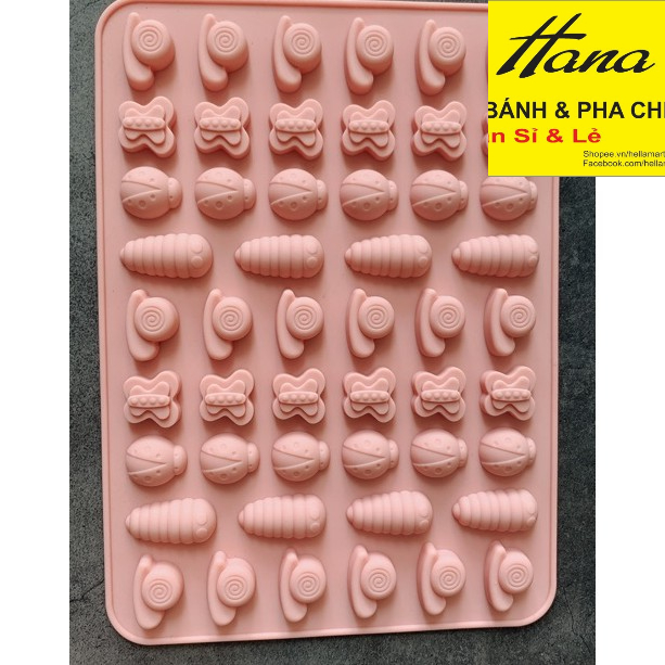 Khuôn silicone chip hình sâu bọ ( 54 lỗ )