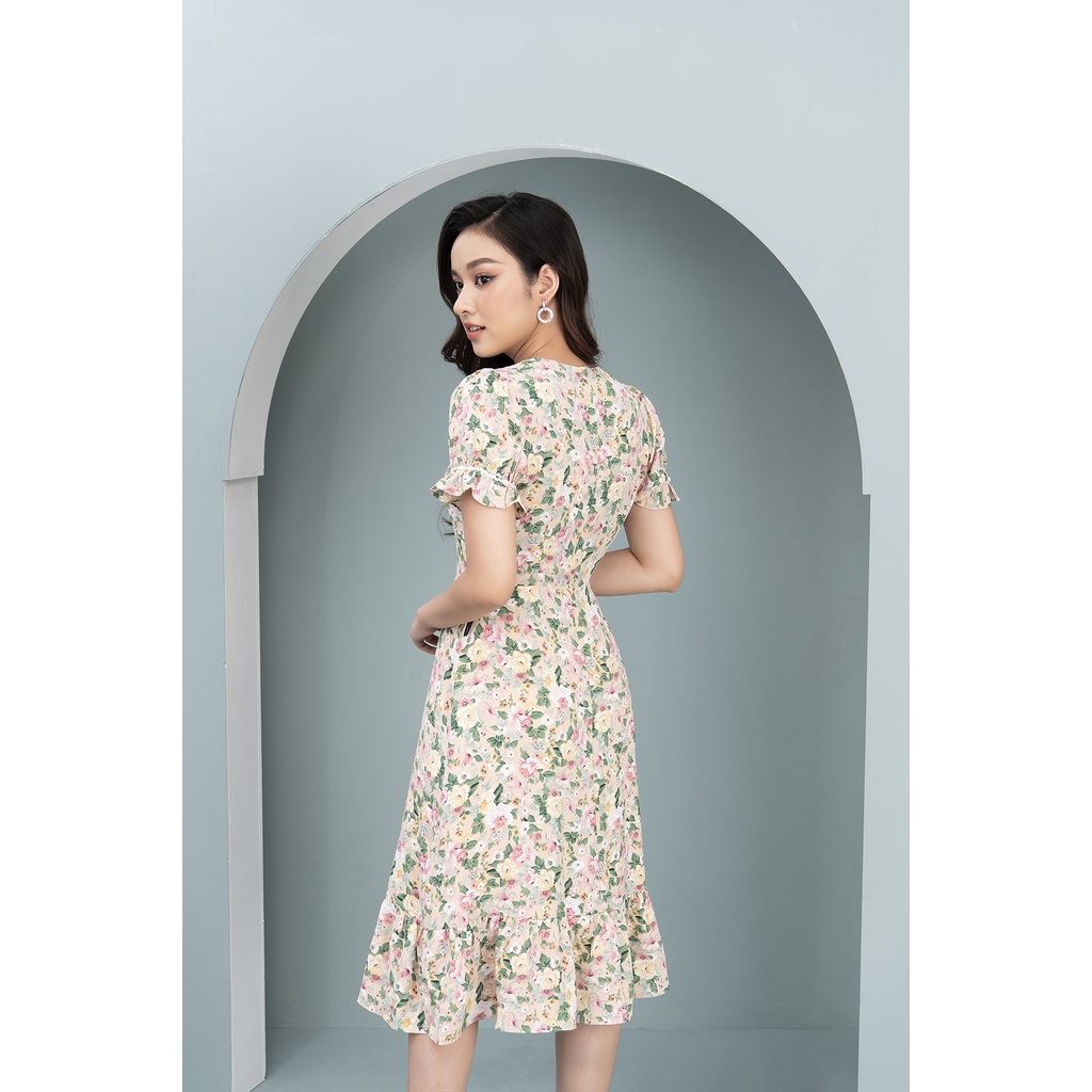 Đầm Thiết Kê Nữ Dáng Xòe Cổ Tim Họa Tiết Hoa LUPERI LFV3207 Cho Bạn Nữ Đi Chơi Đi Dạo Phố