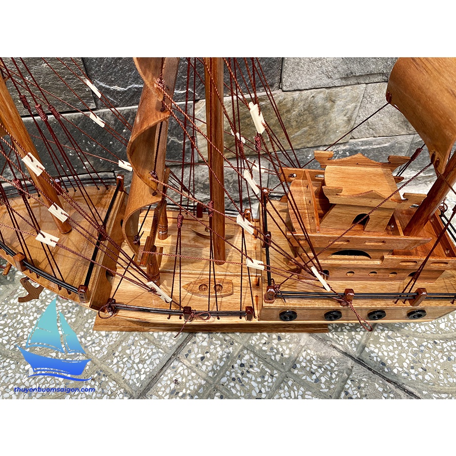 Thuyền gỗ thuận buồm xuôi gió dài 75cm, thuyền buồm phong thủy trang trí phòng làm việc, quà tặng sếp