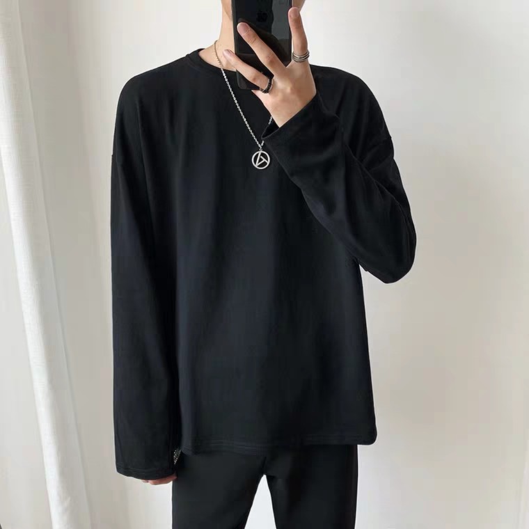 Áo thun trơn nam tay dài longtee, có xẻ tà | BigBuy360 - bigbuy360.vn