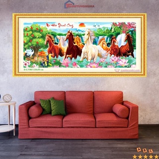 Tranh đính đá LV085 LV107 (1m10 x 50cm), tranh thêu chữ thập mã đáo thành công LV3213 (1m15 x 53cm)