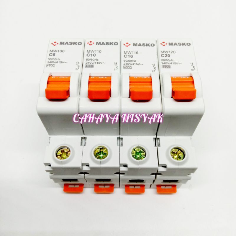 Mcb Mặt Nạ Màu Cam 6a (c6) 10a (c10) 16a (c16) 20a (c20) Ampere Chất Lượng Cao