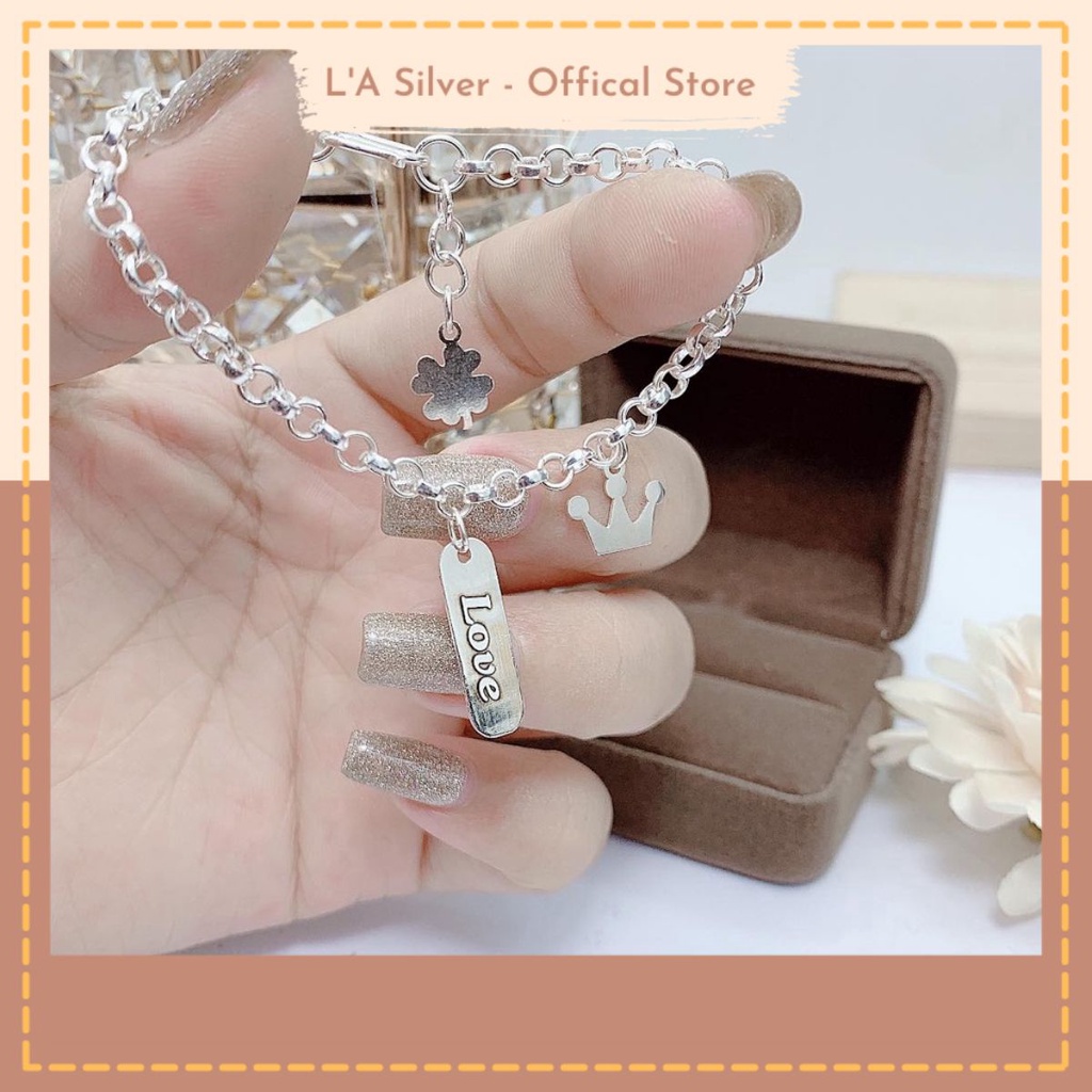 Lắc tay đôi bạc ta cho mọi lứa tuổi, Miễn Phí khắc tên - LA31