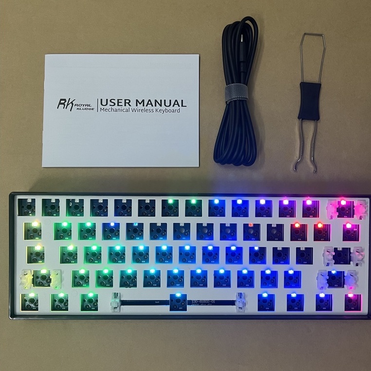 KIT RK61 RGB - Kít bàn phím cơ Royal Kludge RK61 RGB Hotswasp 3pin/5pin kết nối 3 Mode bluetooth 5.0, USB 2.4G và Cáp C