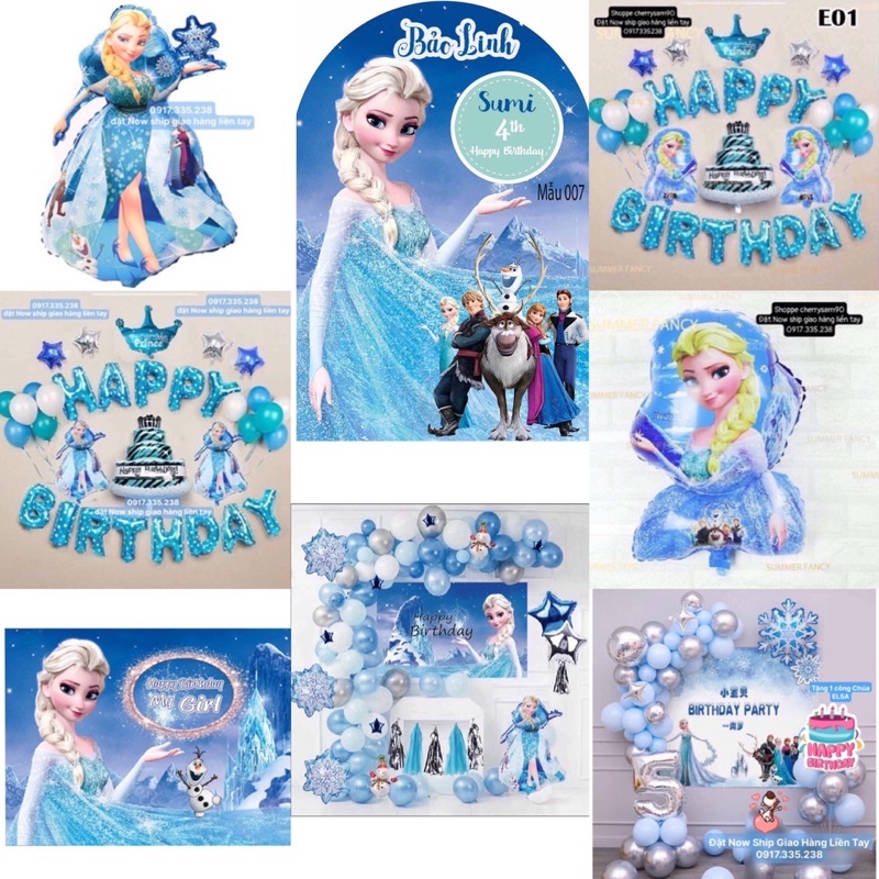 Set Bóng Công chúa Elsa Cả Bộ Backdrop