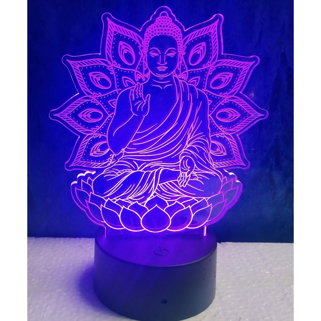 Đèn led 3D, quà tặng, trang trí, đèn ngủ . đèn thờ chủ đề Phật giáo đèn 16 màu.