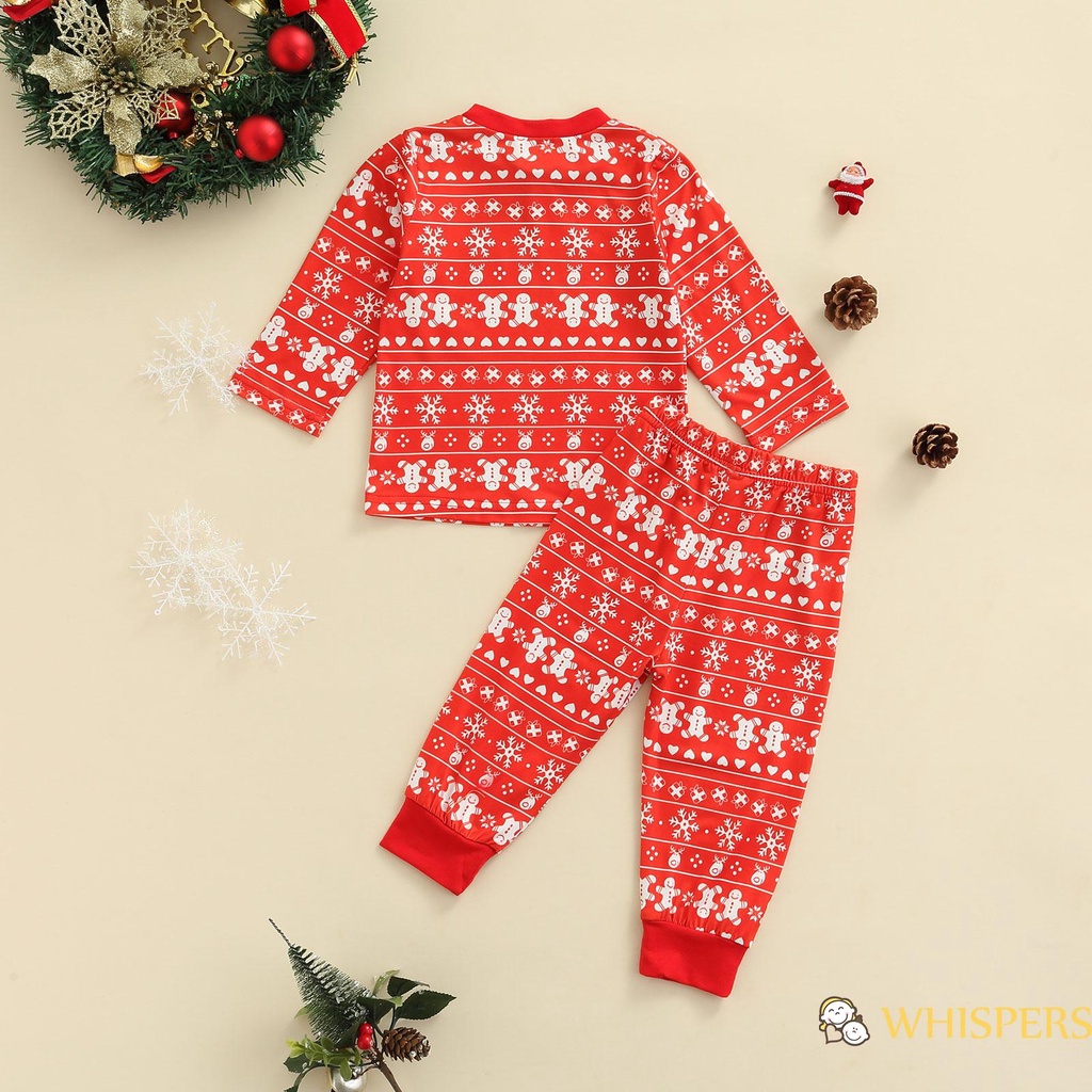 Set đồ giáng sinh 2 mảnh gồm áo cổ tròn dài tay + quần dài dễ thương cho bé