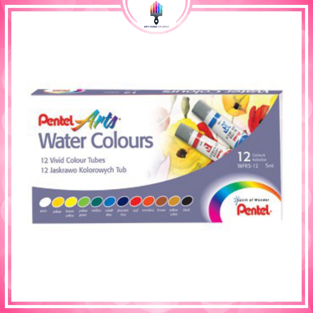 MÀU NƯỚC PENTEL DẠNG TUÝP BỘ 12 MÀU WFRS-12