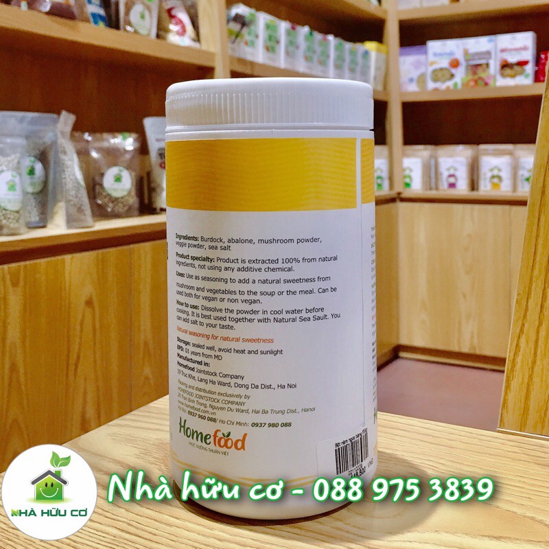 Hạt nêm thực dưỡng - Bột nêm NGƯU BÀNG Homefood 550gr - Date: 3/2024 - Nhà Hữu Cơ